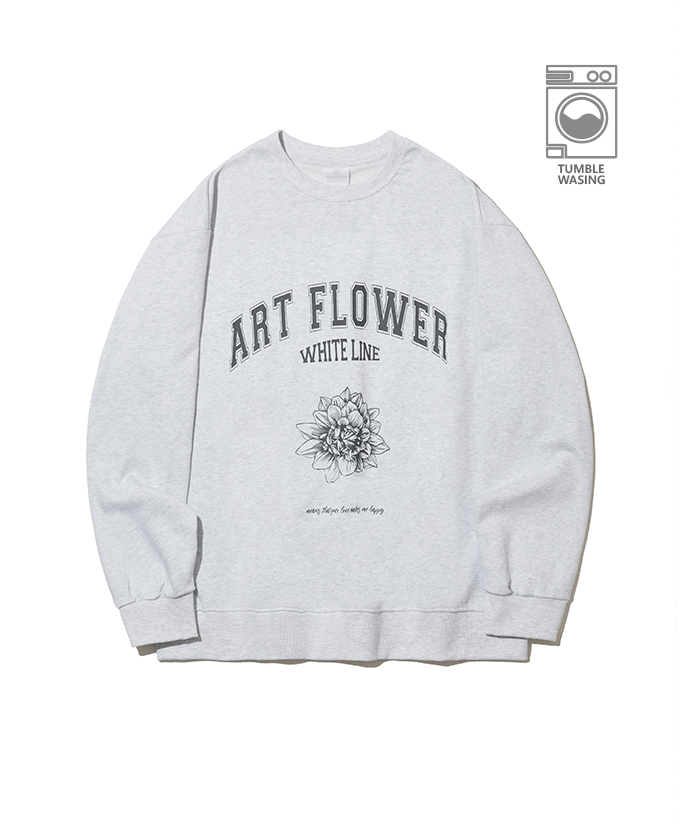 Art Flower Old School Dalia Emblem Semi-over Fit Sweatshirt IRT121 Medium Gray