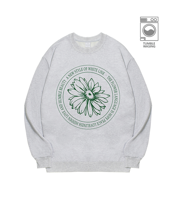 Art Flower Circle Daisy Symbol lettering semi-overfit sweatshirt IRT141 medium gray