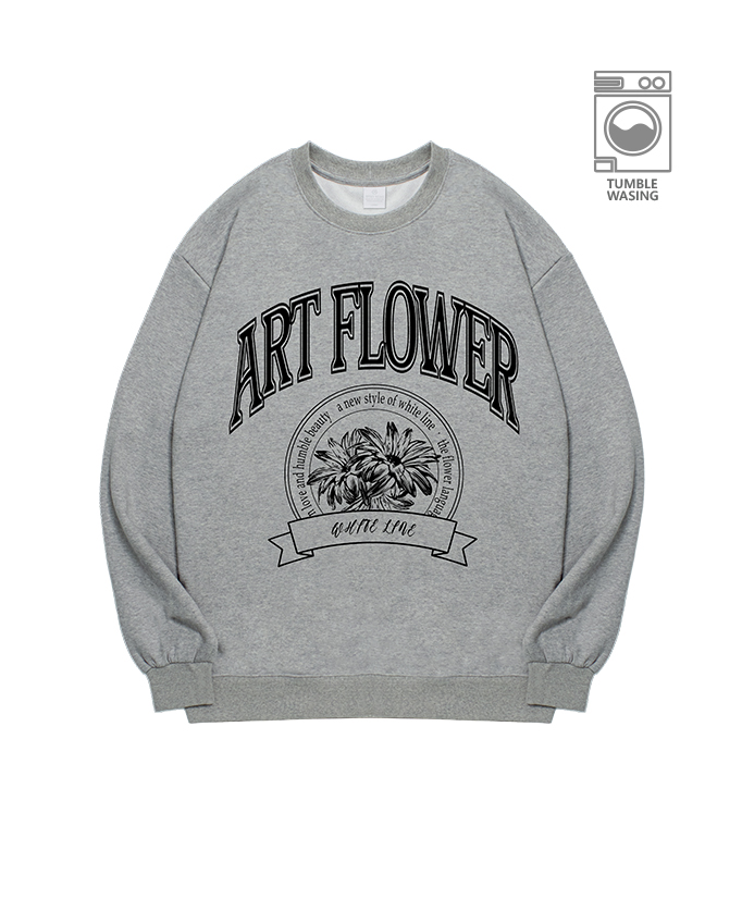 Art Flower Old School Daisy emblem semi-overfit sweatshirt IRT142 melange gray