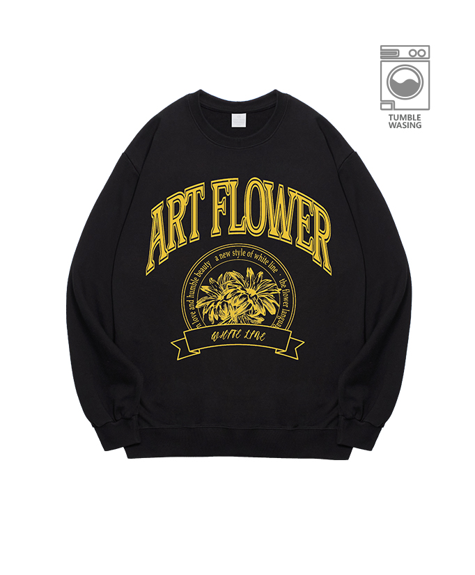 Art Flower Old School Daisy emblem semi-overfit sweatshirt IRT142 black