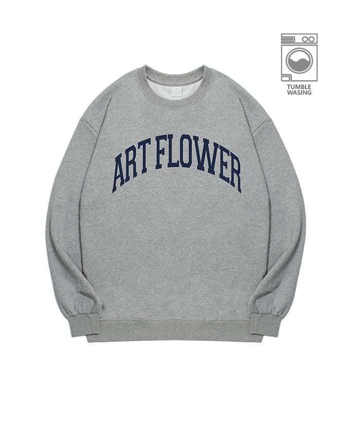 Art Flower Arch Lettering Semi-over Fit Sweatshirt IRT125 Melange Gray
