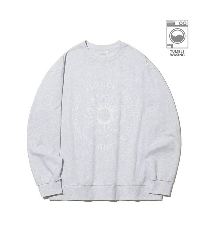 Art Flower Daisy Symbol Lettering Semi-over Fit Sweatshirt IRT122 Medium Gray