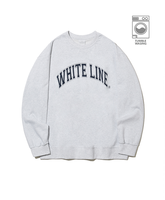 Old School White Line Logo Arch Lettering Semi-over Fit Sweatshirt IRT126 Medium Gray