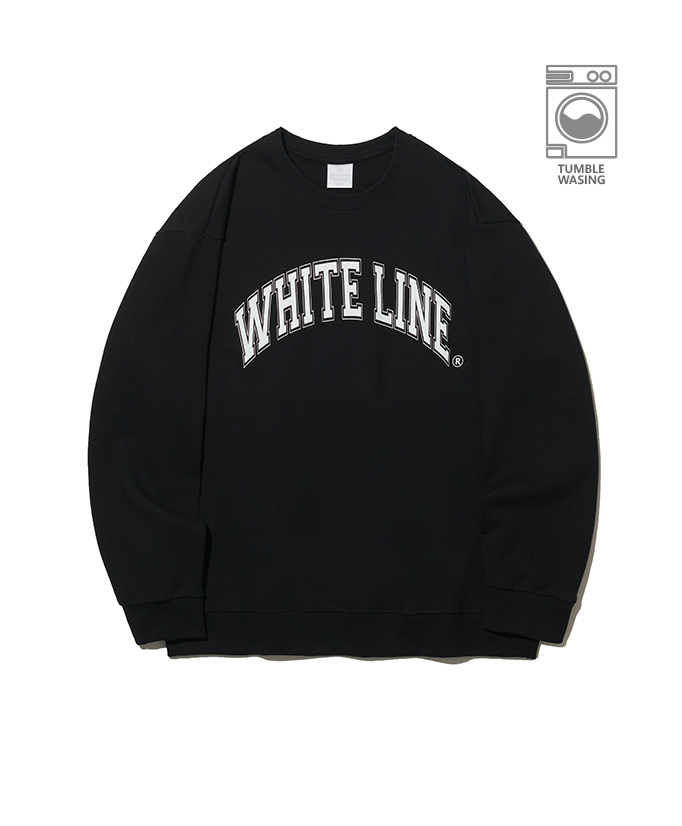 Old School White Line Logo Arch Lettering Semi-over Fit Sweatshirt IRT126 Black