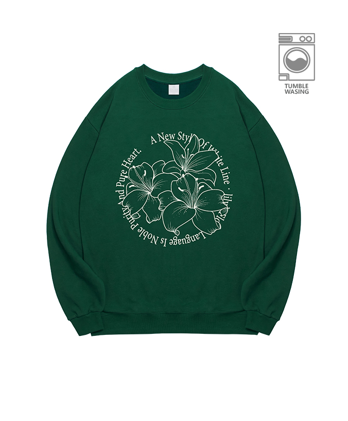 Art Flower New Illusion lettering semi-overfit sweatshirt IRT143 deep green