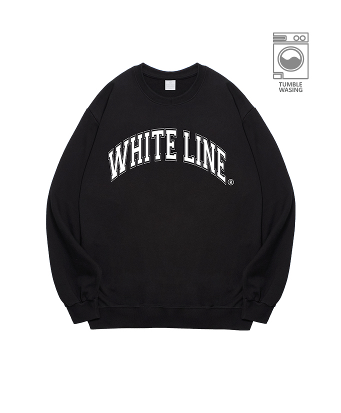 Old School White Line Logo Arch Lettering Semi-over Fit Sweatshirt IRT126 Black