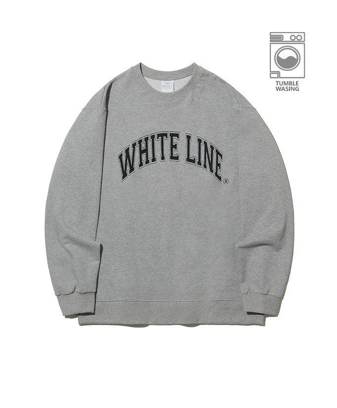 Old School White Line Logo Arch Lettering Semi-over Fit Sweatshirt IRT126 Melange Gray