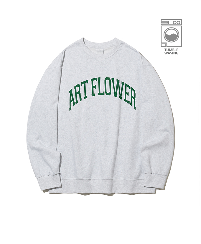 Art Flower Arch Lettering Semi-over Fit Sweatshirt IRT125 Medium Gray