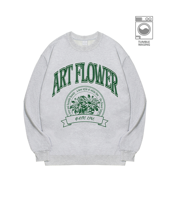 Art Flower Old School Daisy emblem semi-overfit sweatshirt IRT142 medium gray