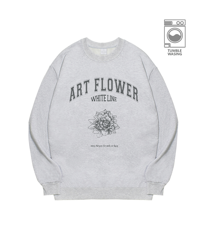 Art Flower Old School Dalia Emblem Semi-over Fit Sweatshirt IRT121 Medium Gray