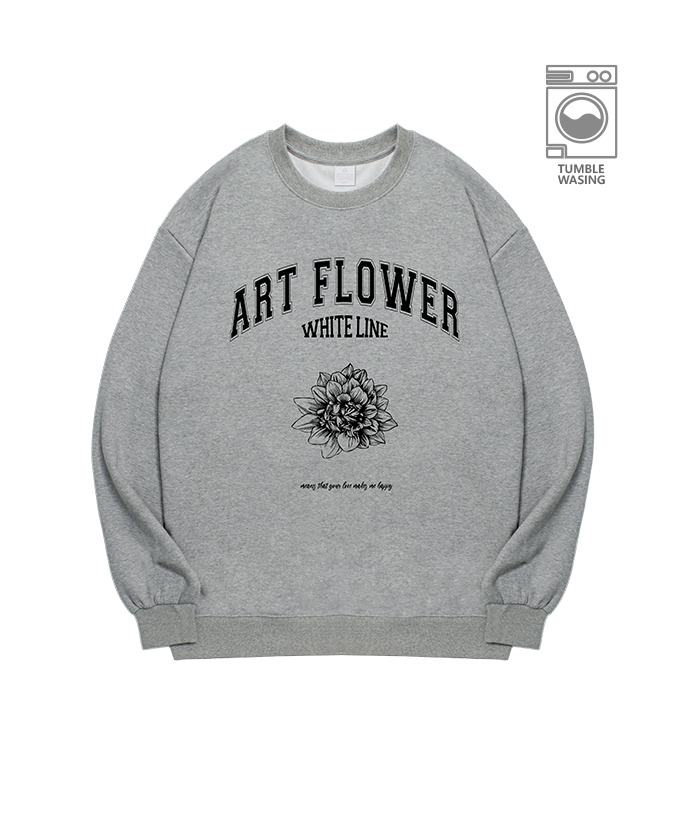 Art Flower Old School Dalia Emblem Semi-over Fit Sweatshirt IRT121 Melange Gray