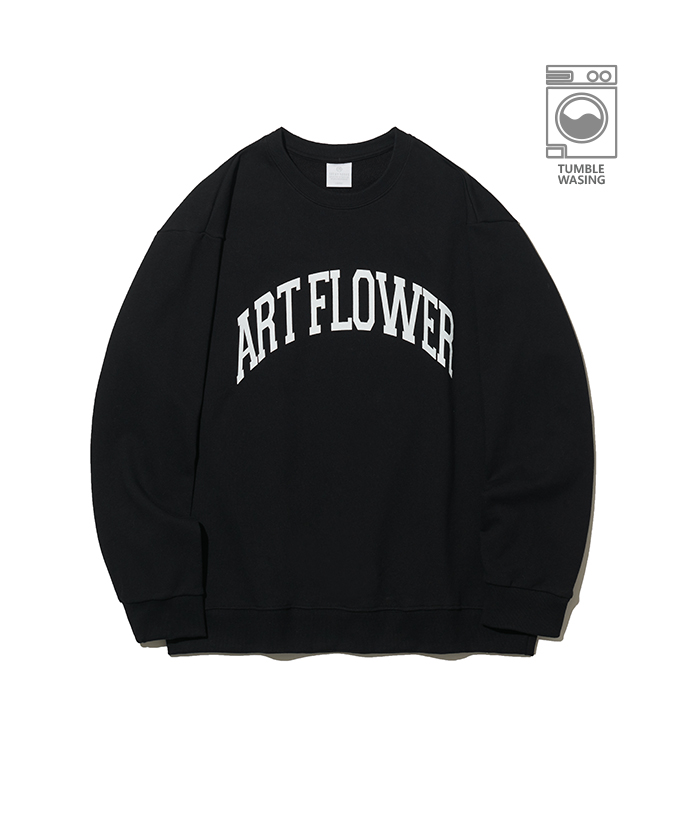 Art Flower Arch Lettering Semi-over Fit Sweatshirt IRT125 Black