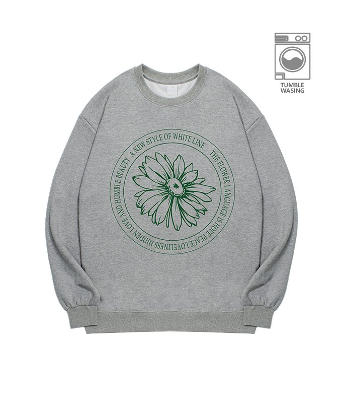 Art Flower Circle Daisy Symbol lettering semi-overfit sweatshirt IRT141 melange gray