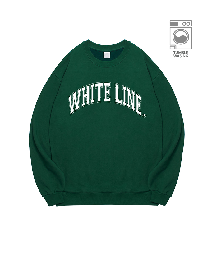 Old School White Line Logo Arch Lettering Semi-over Fit Sweatshirt IRT126 Deep Green