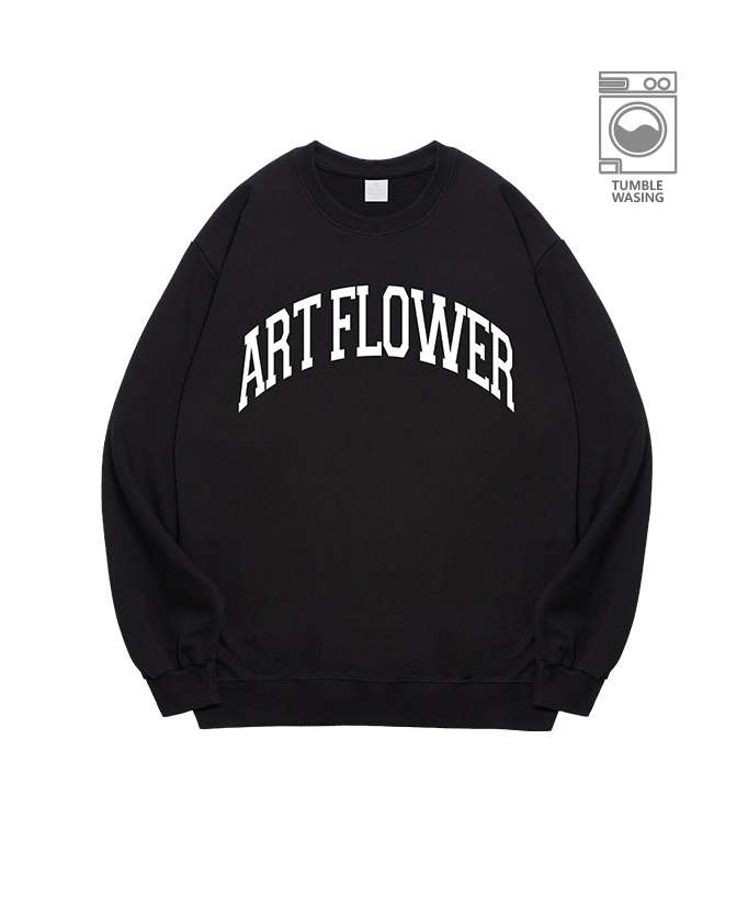 Art Flower Arch Lettering Semi-over Fit Sweatshirt IRT125 Black