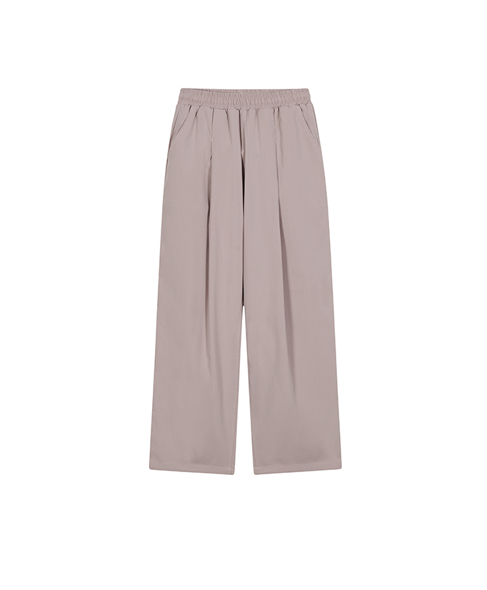 Unisex One Tuck Wide Banding Pants IRB062 Pink Beige