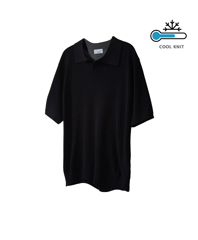 86-IRO321 [Coolknit] Summer Collar Knit Black