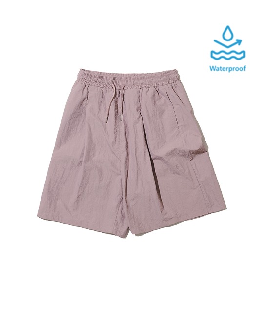 86-IRO281 [Waterproof] Windbreaker V-Tuck Bermuda Half Pants Deep Pink