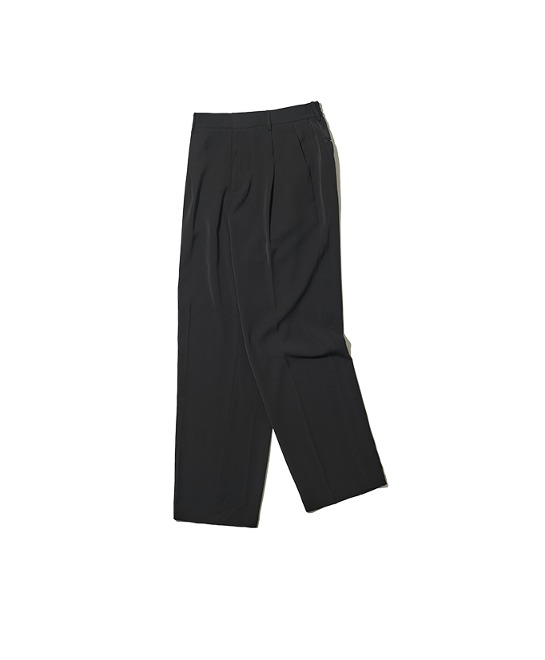 86-IRO271 Bending One-Tuck Straight Pants Black
