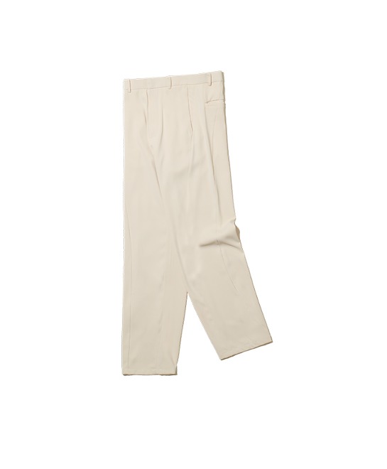 86-IRO268 Basic Curved Wide Pants Ivory