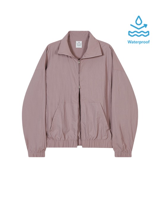 86-IRO287 [Waterproof] Windbreaker Collar Zip-up Jacket Deep Pink