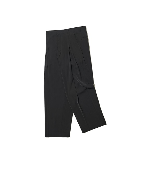 86-IRO270 Front V-tuck Wide Pants Black