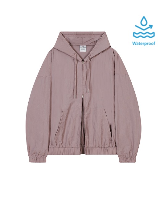 86-IRO286 [Waterproof] Windbreaker Hooded Zip-Up Jacket Deep Pink