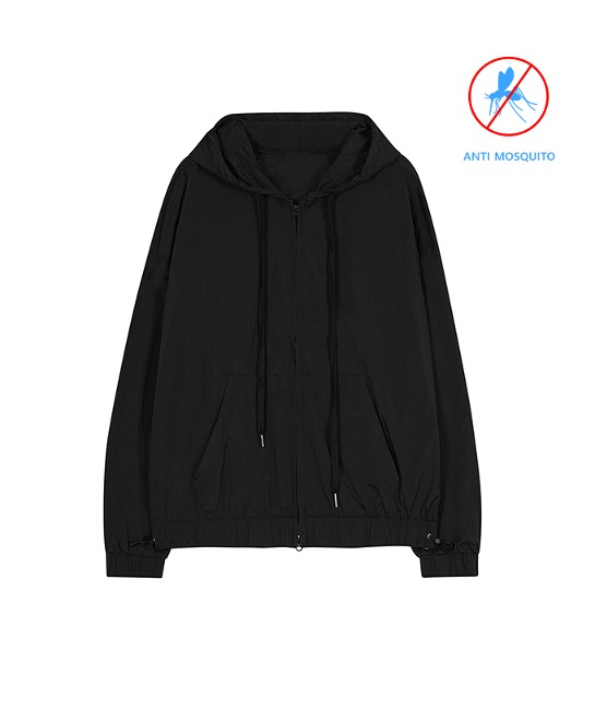 86-IRO295 [Anti Mosquito] Windcell hooded zip-up jacket Black