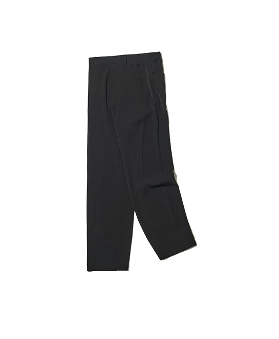 86-IRO268 Basic Curved Wide Pants Black