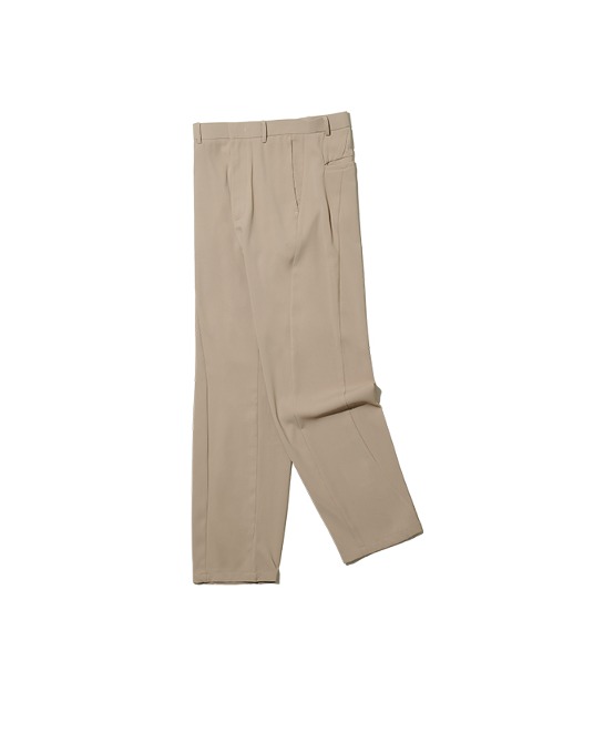86-IRO268 Basic Curved Wide Pants Light Beige