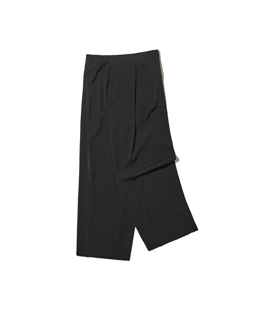 86-IRO265 Back Oversized Tuck Wide Pants Black