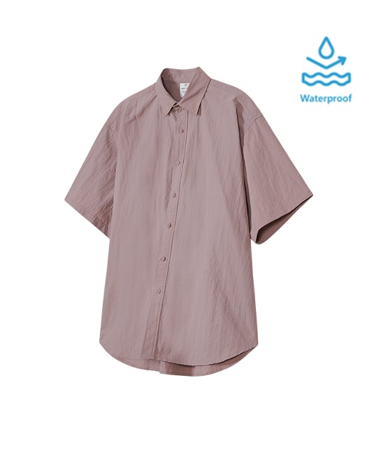 86-IRO285 [Waterproof] Windbreaker Short-sleeved Shirt Deep Pink