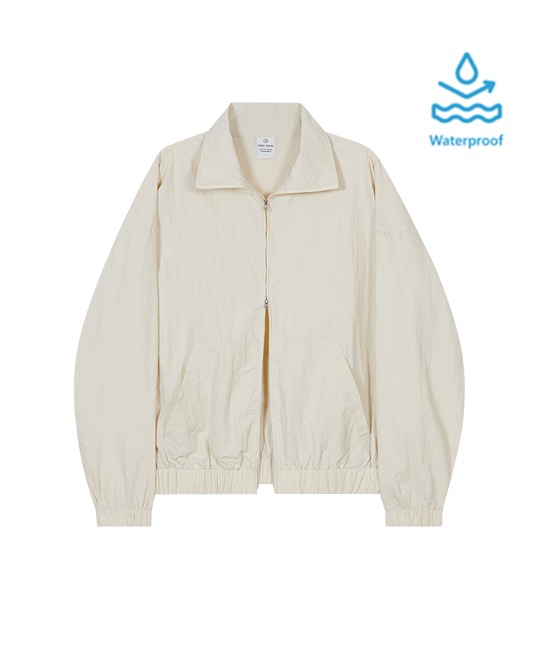 86-IRO287 [Waterproof] Windbreaker Collar Zip-up Jacket Ivory