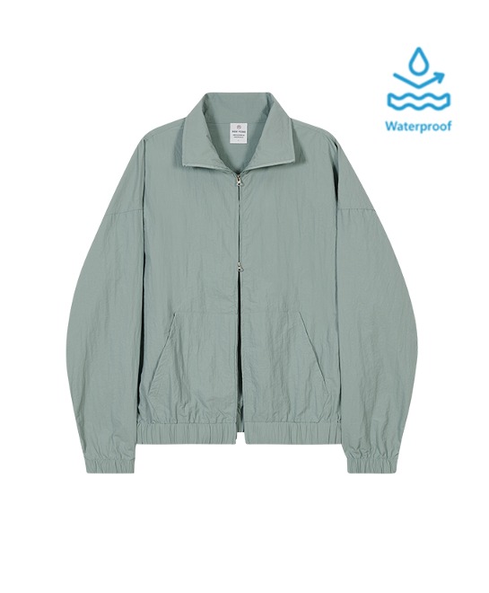 86-IRO287 [Waterproof] Windbreaker Collar Zip-up Jacket Mint