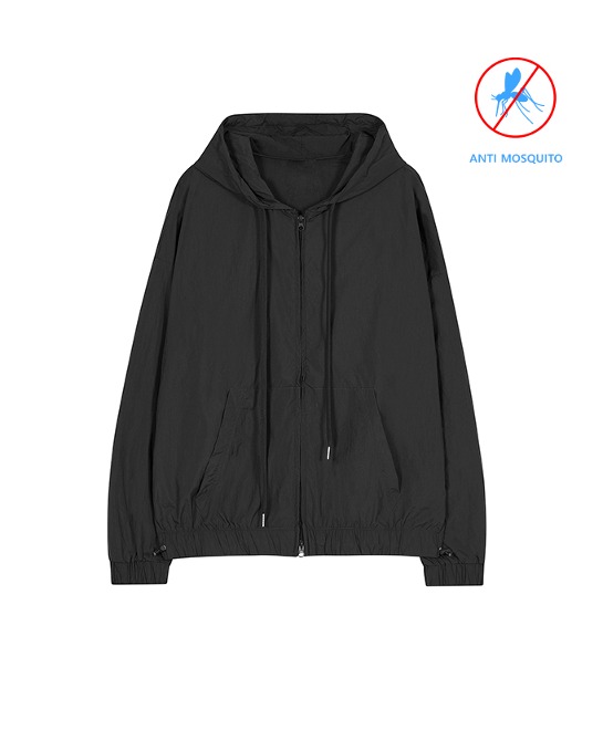 86-IRO295 [Anti Mosquito] Windcell hooded zip-up jacket Charcoal