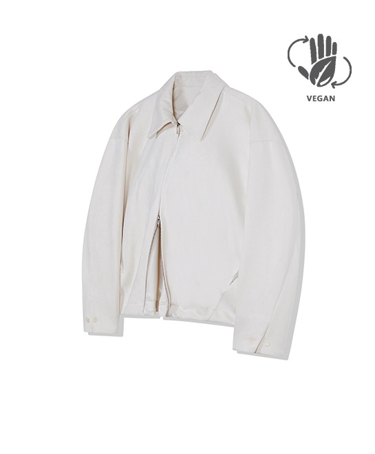 86-IRO161 [Vegan Suede] Hidden Pocket Collar Suede Jacket Ivory