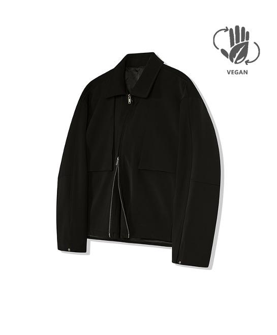 86-IRO241 Monotone Placket Jacket Black