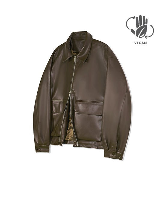 [vegan leather] Cruelty-Free single  collar neck leather jacket iro086 light brown