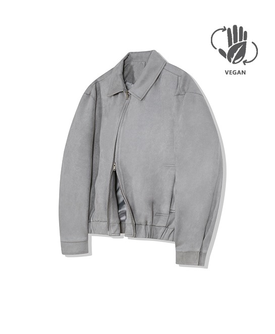86-IRO311 [Vegan Suede] Double Layer Pocket Suede Jacket Gray