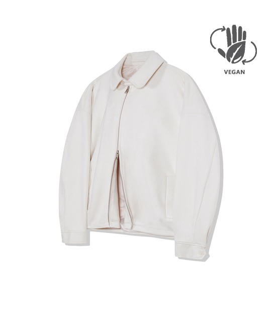 86-IRO313 [Vegan suede] Neck Point minimal suede jacket Ivory