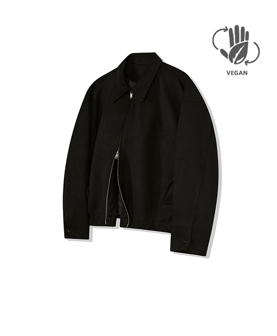 86-IRO161 [Vegan Suede] Hidden Pocket Collar Suede Jacket Black