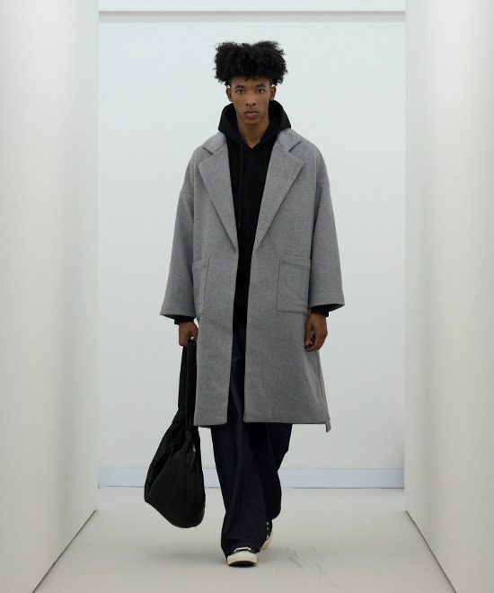 IRW-044 Comfort Minimal Long Robe Coat Gray